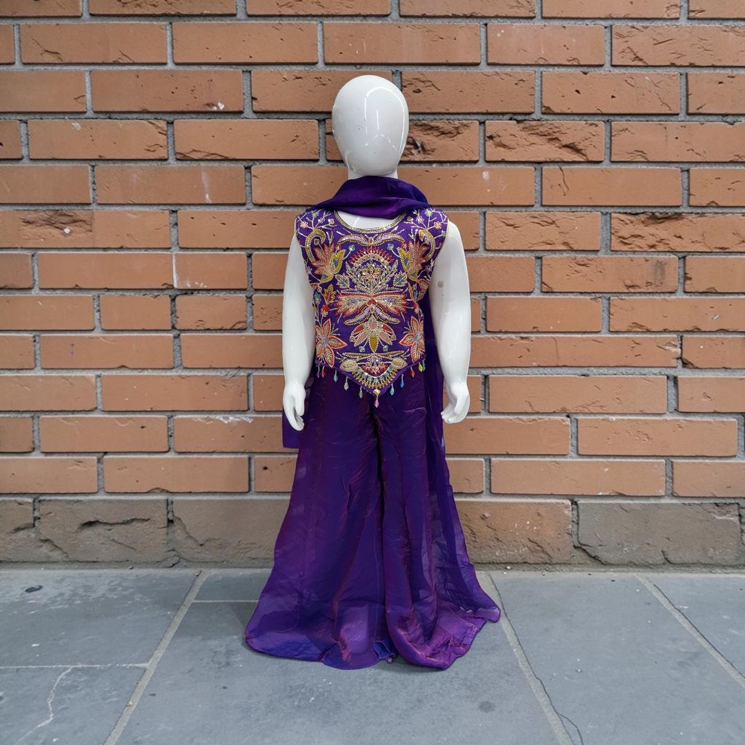 Crop Top with 3D Multi colour Aari and sequins work